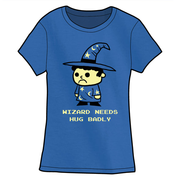 Wizard Needs Hugs Badly Shirt PRE-ORDER Shirts KC Green Blue Fitted S