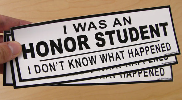 I Was An Honor Student, I Don't Know What Happened (Set of 3 Bumper Stickers) Stickers Wondermark